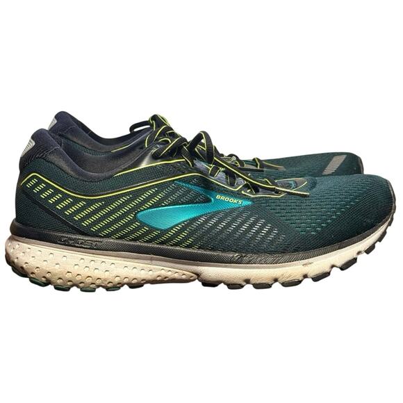 Brooks Ghost 12 Mens Running Shoes Black Lime Blue Size 9 Medium D 1103161D018
